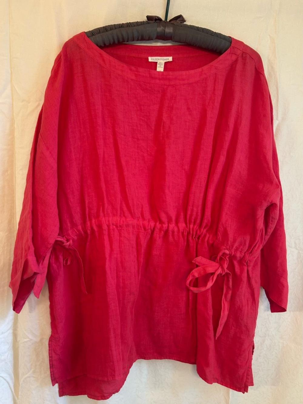Eileen Fisher garment-Dyed Handkerchief Linen Drawstring Top - Picture 3 of 7